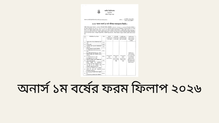 অনার্স ১ম বর্ষের ফরম ফিলাপ ২০২৬